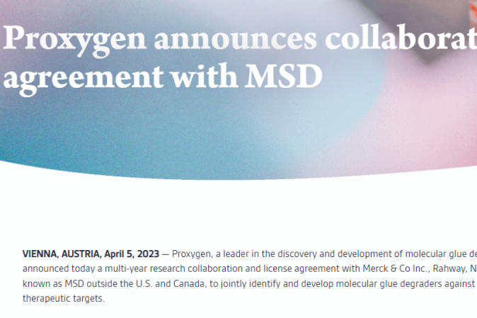 25.5亿美元！默沙东与Proxygen就分子胶降解剂达成合作