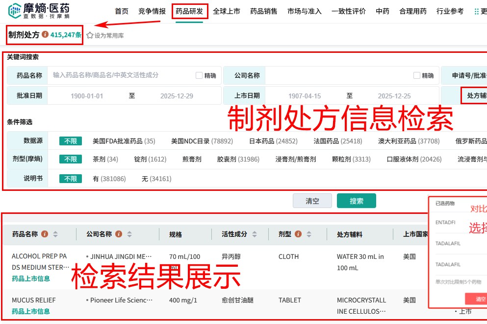 药品制剂处方数据库【制剂处方研究必备工具】